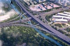 中交路建上海外环西段交通功能提升工程3标首件立柱吊装完成