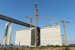 张靖皋长江大桥北航道桥南锚碇一期工程施工完成